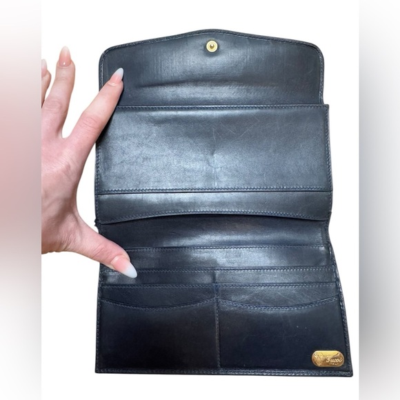 GUCCI Vintage Micro GG Blue Monogram Wallet - Picture 4 of 9